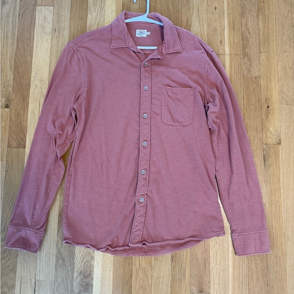 Faherty Men's M Medium Regular Fit Dusty Rose Knit Stretch Button Down Shirt - Picture 5 of 8